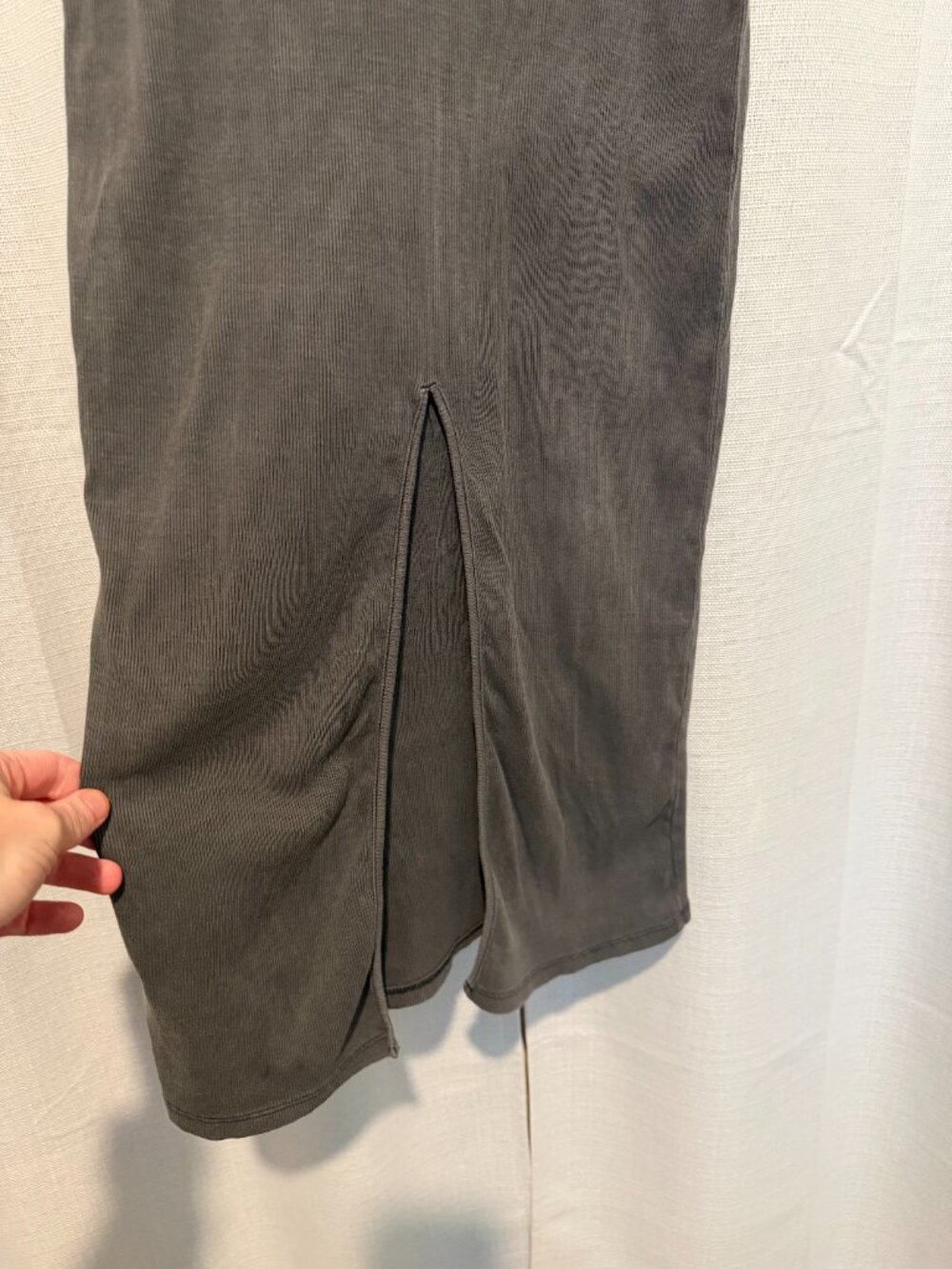 H&M Gray Ribbed High Neck Maxi Dress with Slit - Small - Picture 6 of 12
